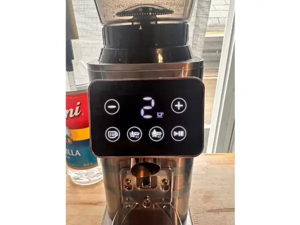 AMZCHEF Coffee Grinder includes a digital LED touch display