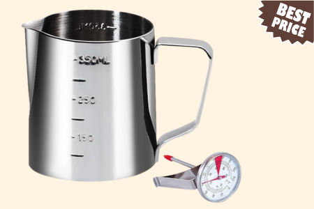 Coffee Milk Frothing Pitcher Cup with Measurement Inside Thermometer