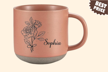 Personalized Ceramic Coffee Mug for Women Custom Birth Flower Mug