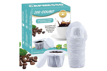 CAPMESSO Disposable Coffee Filters with Lid Kerig Paper Filter for Reusable Single Serve Pods